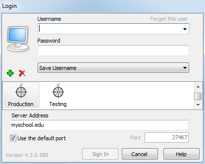 This image is the Login dialog when Edit Servers is selected.  With Edit Servers selected, you enter the server name or address, and port used for communication between Argos and MAPS.